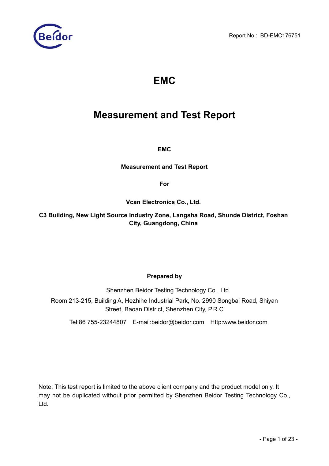 EMC Test Report document preview