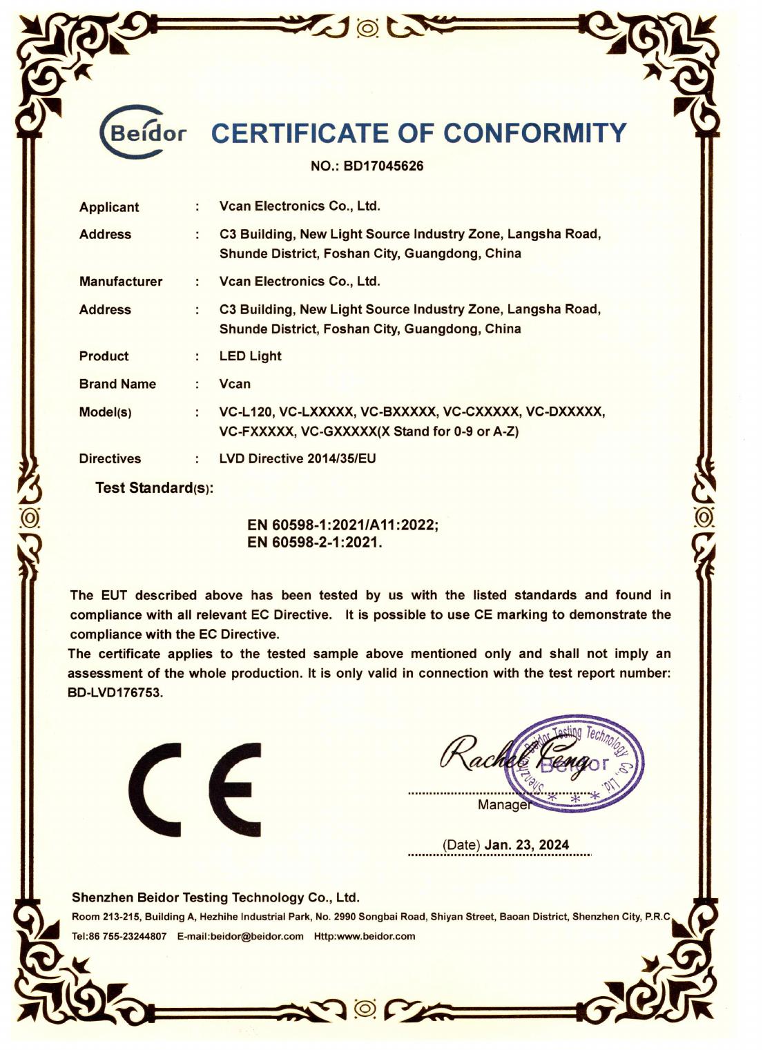 LVD Certificate document preview